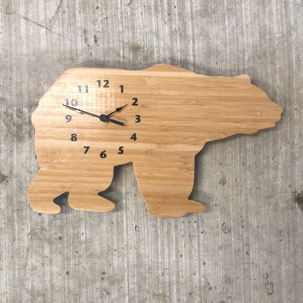 Wooden bear clock